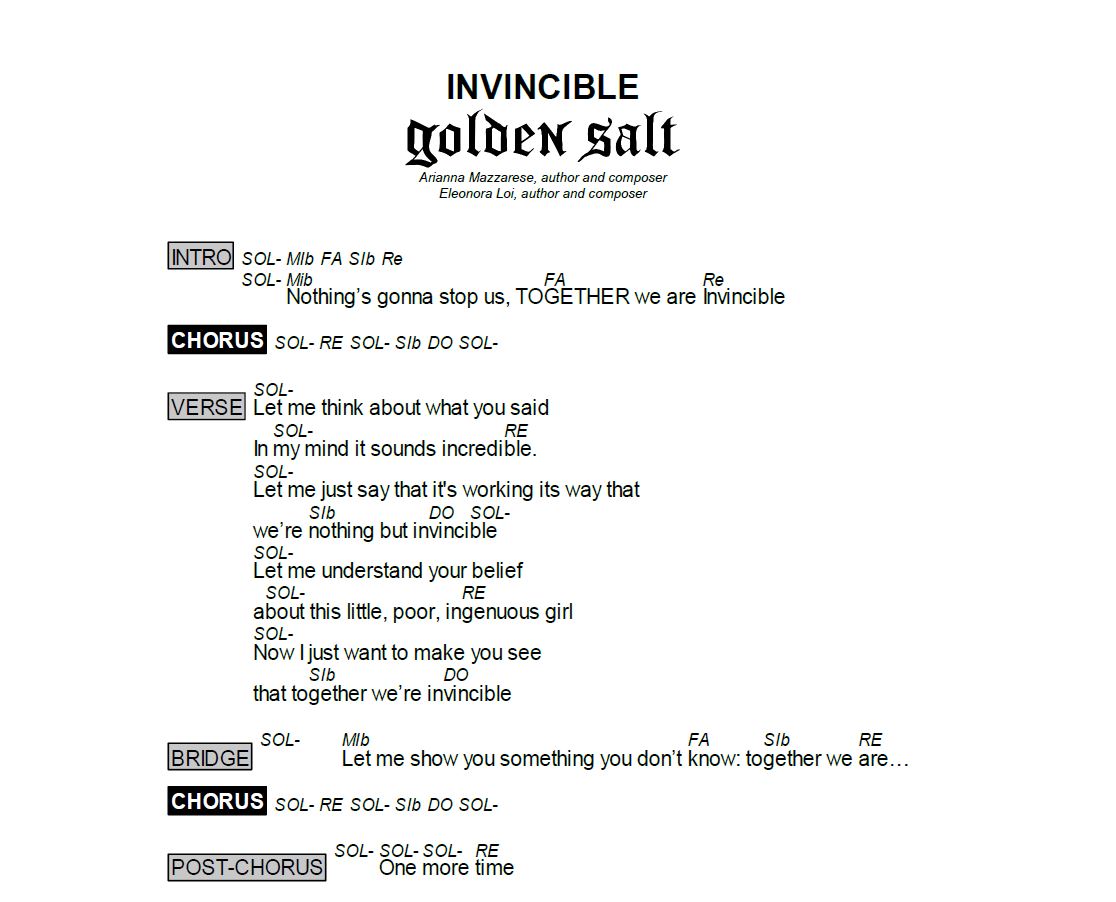 Invincible - Golden Salt Sheet Music and Chords