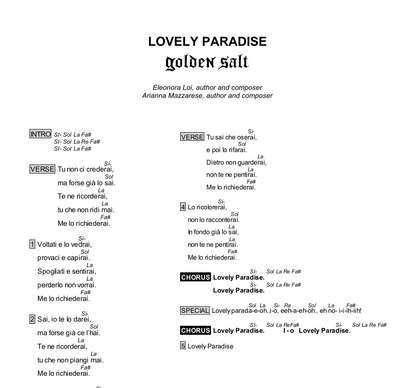Lovely Paradise - Golden Salt | Sheet Music & Chords