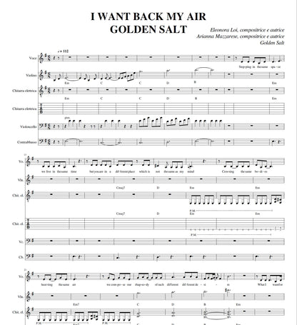 chords and lyrics to monsters I WANT BACK MY AIR - Golden Salt